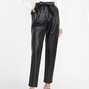 Express Super High Waisted Faux Leather Belted Ankle Pant